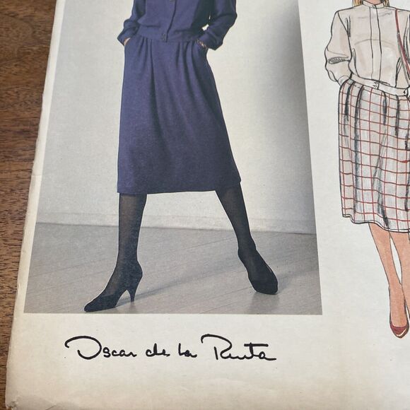 Vintage Vogue Sewing Pattern 1186 Oscar de la Renta Designer Top & Skirt Sz 10 - Picture 2 of 10